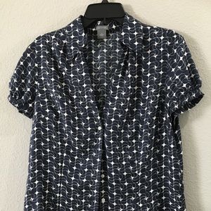 Ann Taylor navy and cream blouse